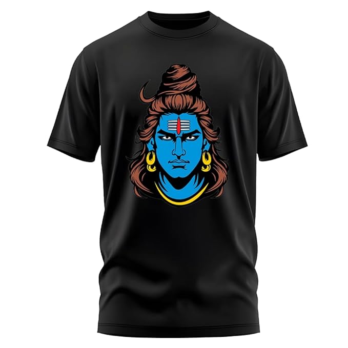 Generic Shiv Ji Graphic Printed Black T-Shirt for Men
